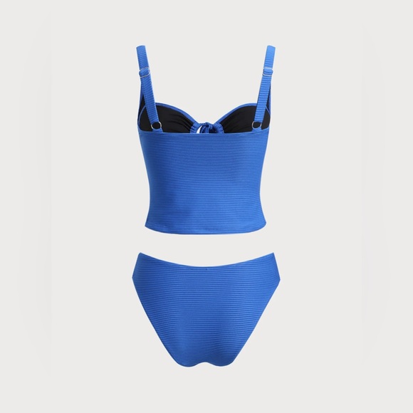 Blue Ribbed Tankini Set - Picture 4 of 5